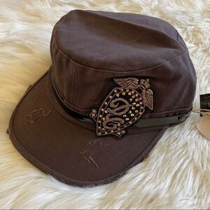 NWT Dream Control Military Hat Patrol Cap Cadet Hat Size S/M Brown